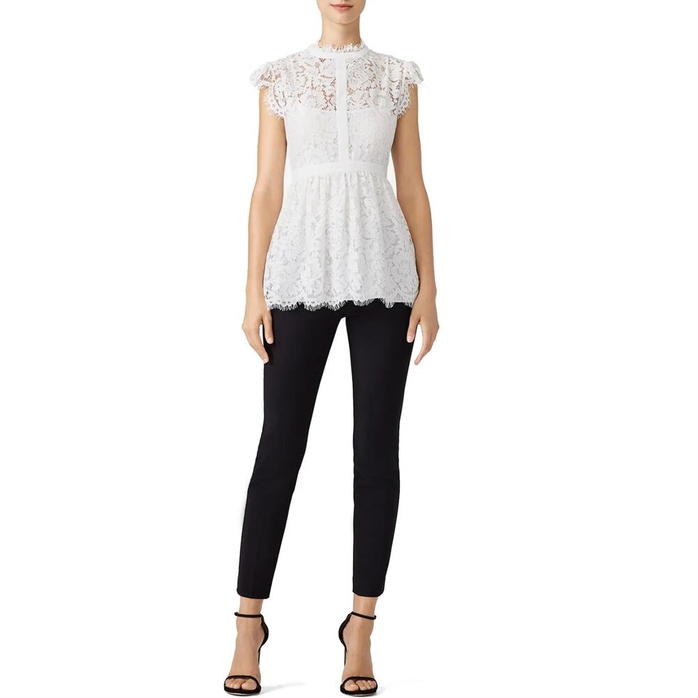 Rachel Zoe Coquette Sheer Jamie White floral lace womens top Size 0 Minimalist